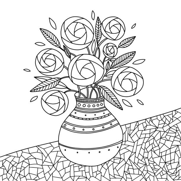 Coloring book vase stock photos pictures royalty