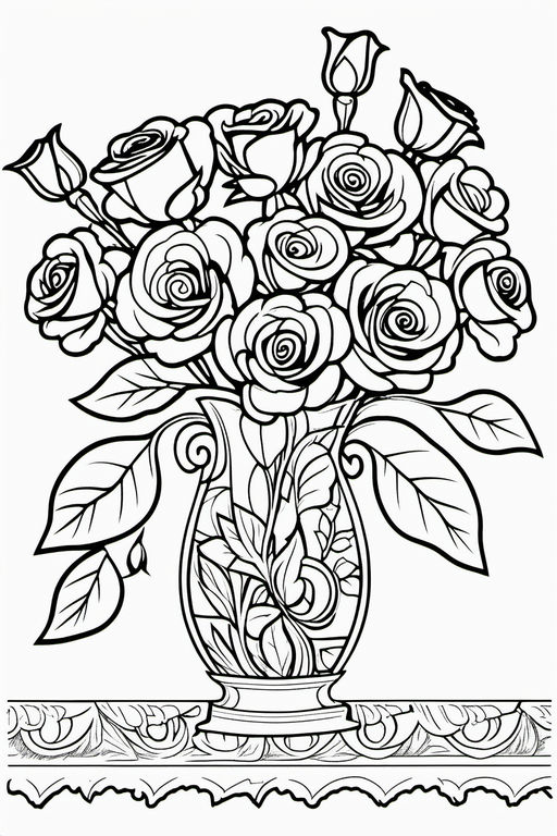 Vase flowers coloring pages