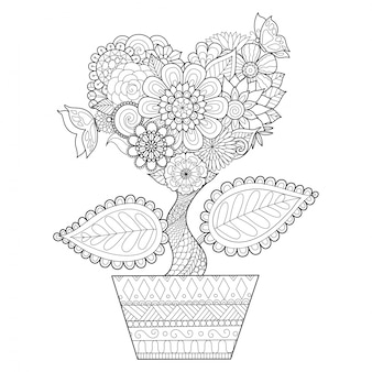 Floral vase coloring page vectors illustrations for free download