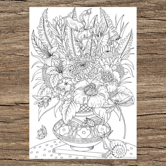 Flowers in a vase printable adult coloring page from favoreads coloring book pages for adults and kids coloring sheets coloring designs