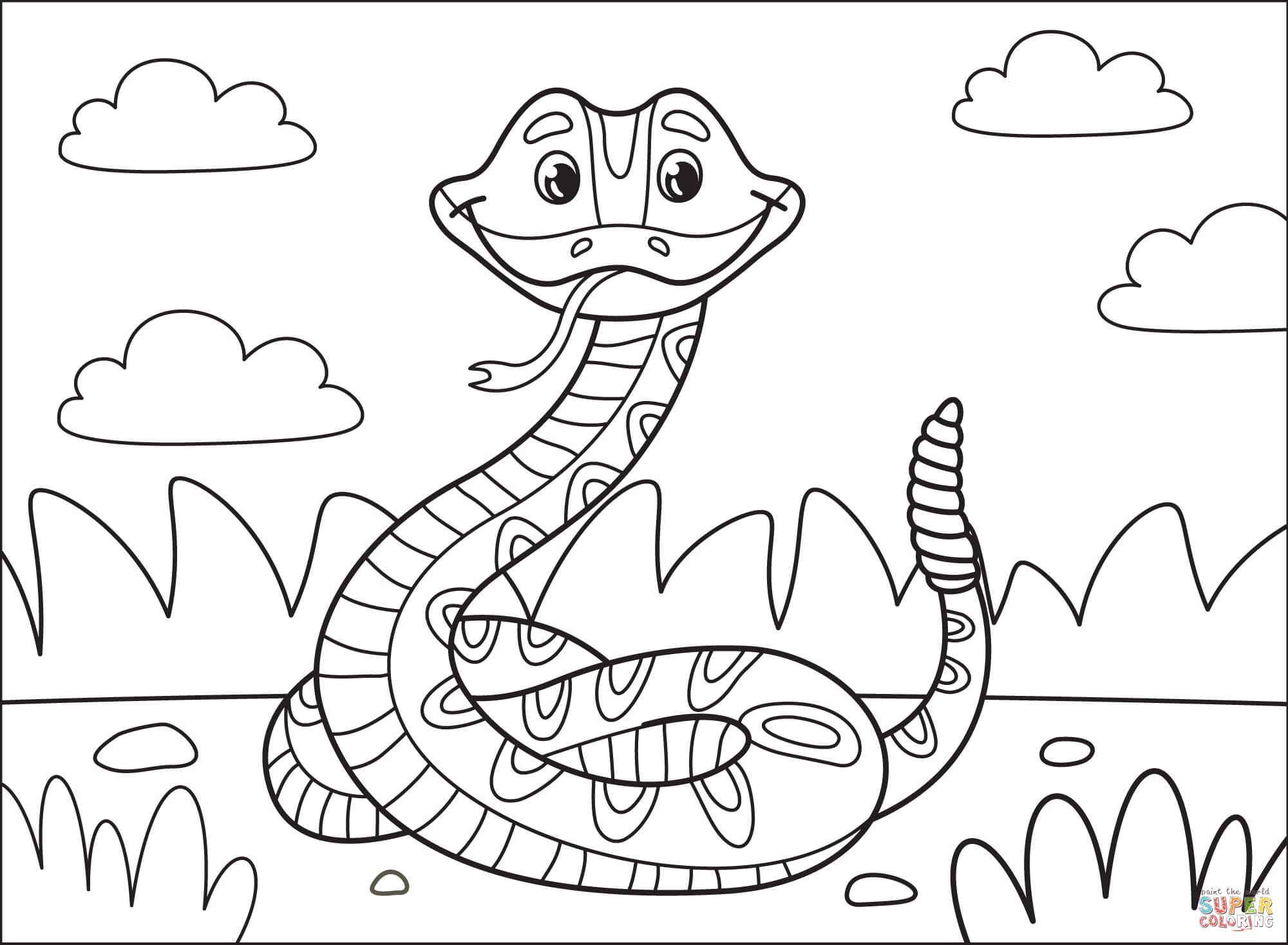 Dibujo de serpiente de cascabel para colorear dibujos para colorear imprimir gratis
