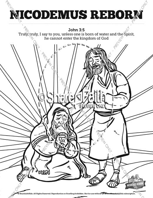 John nicodemus bible sunday school coloring pages â