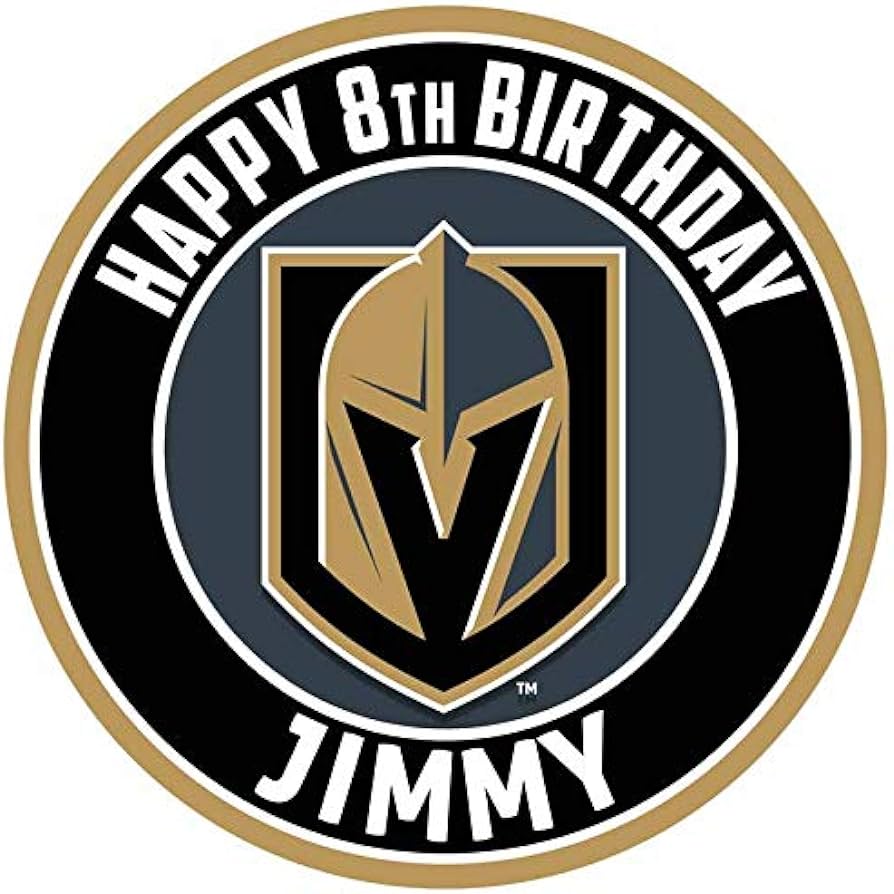 Cakecery vegas golden knights edible cake topper image personalized birthday sheet party decoration round grocery gourmet food