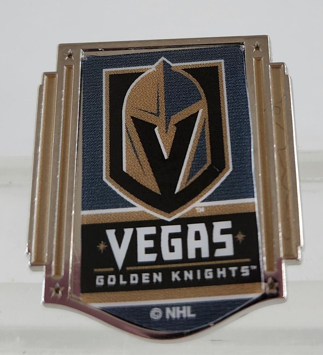 Nhl las vegas golden knights shield official framed vegas logo pin