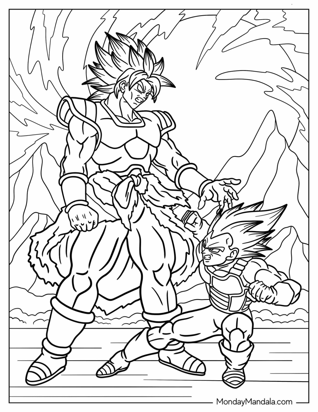 Broly coloring pages free pdf printables