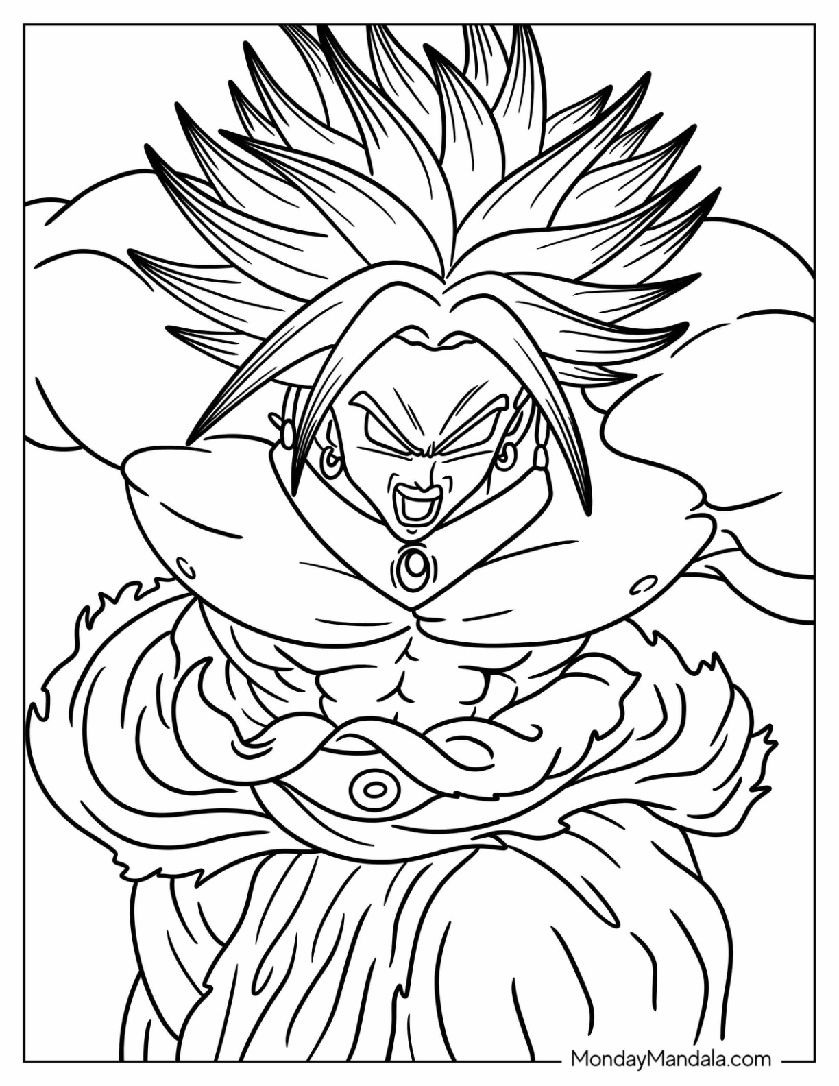 Broly coloring pages free pdf printables