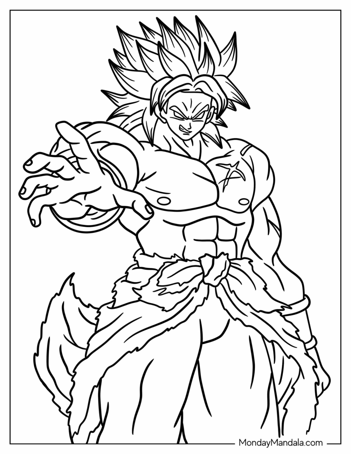 Broly coloring pages free pdf printables