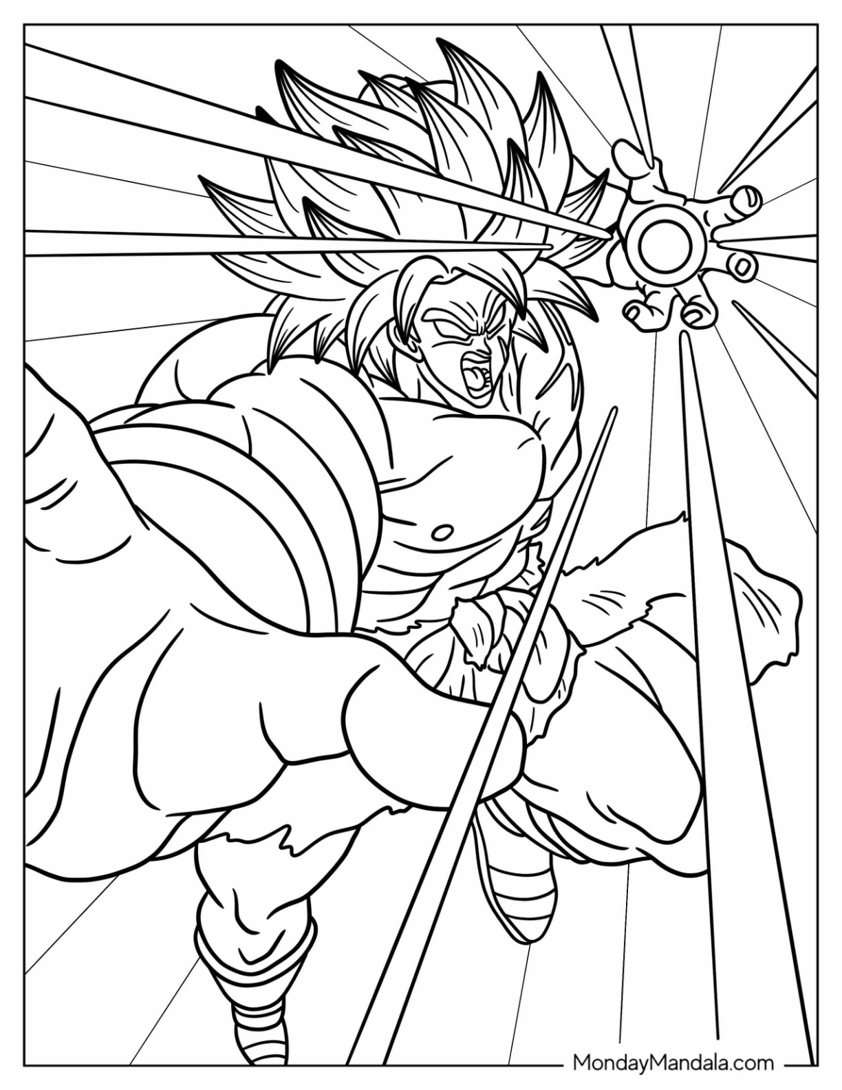 Broly coloring pages free pdf printables