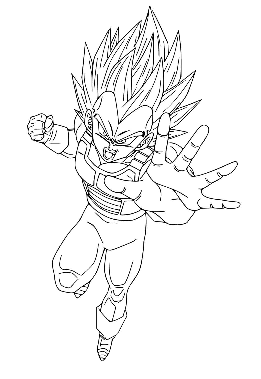 Free printable vegeta attack coloring page for adults and kids