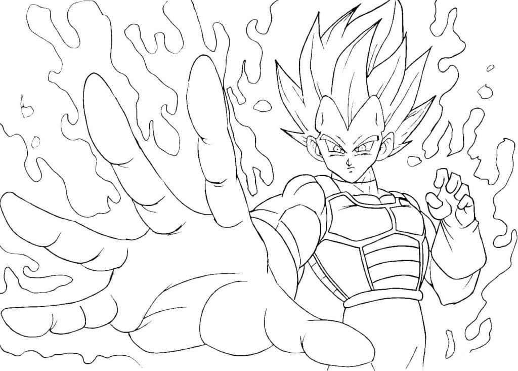 Vegeta and his power coloring page