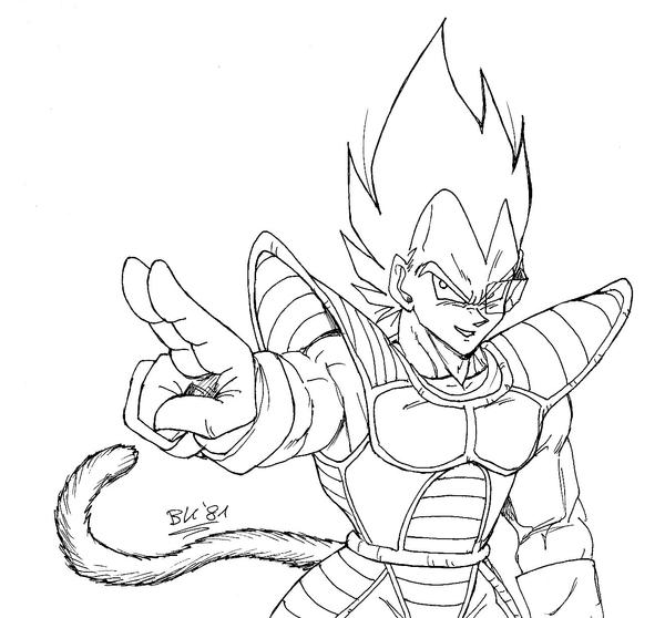 Saiyan vegeta lineart by bk