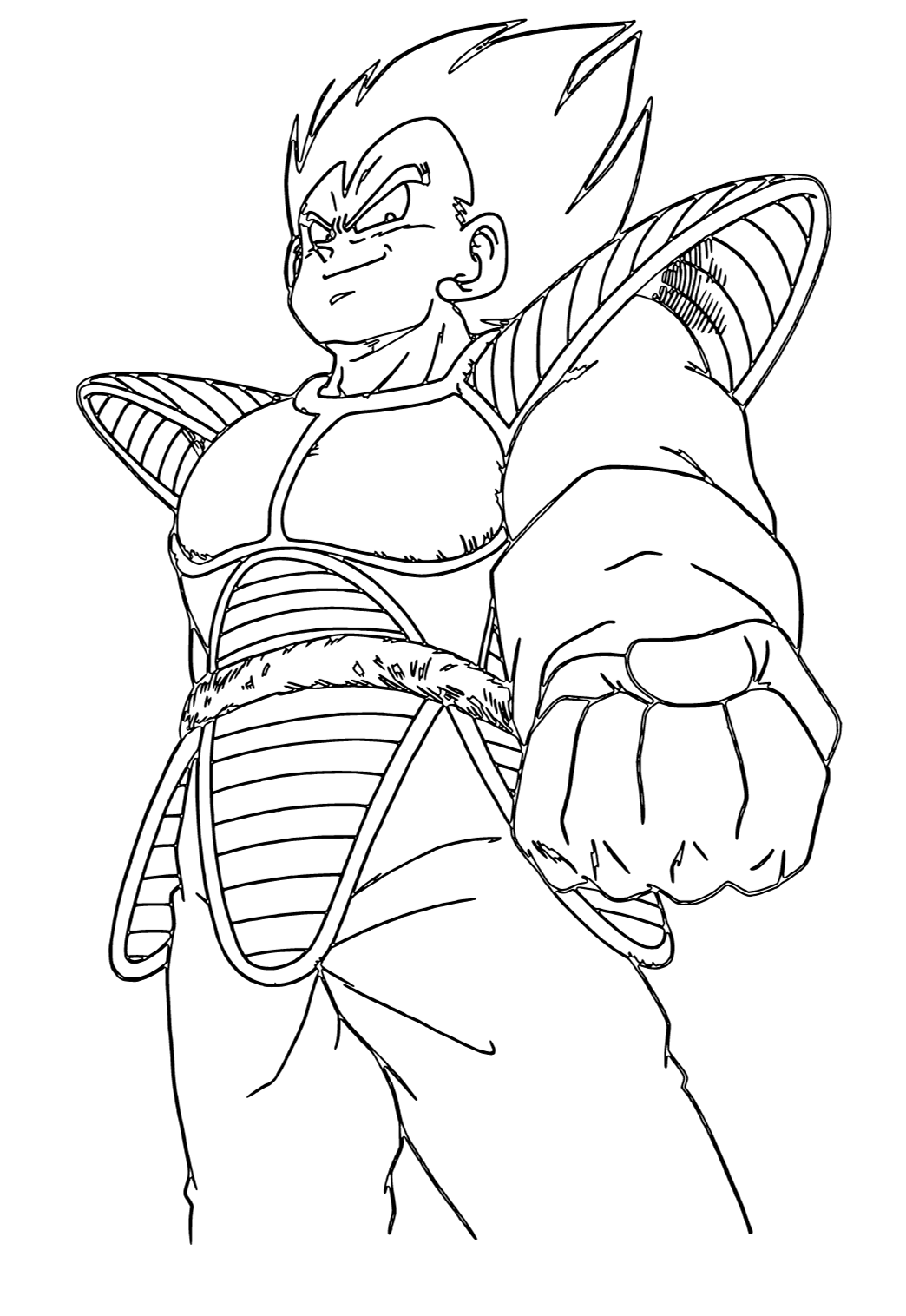 Free printable vegeta fist coloring page for adults and kids