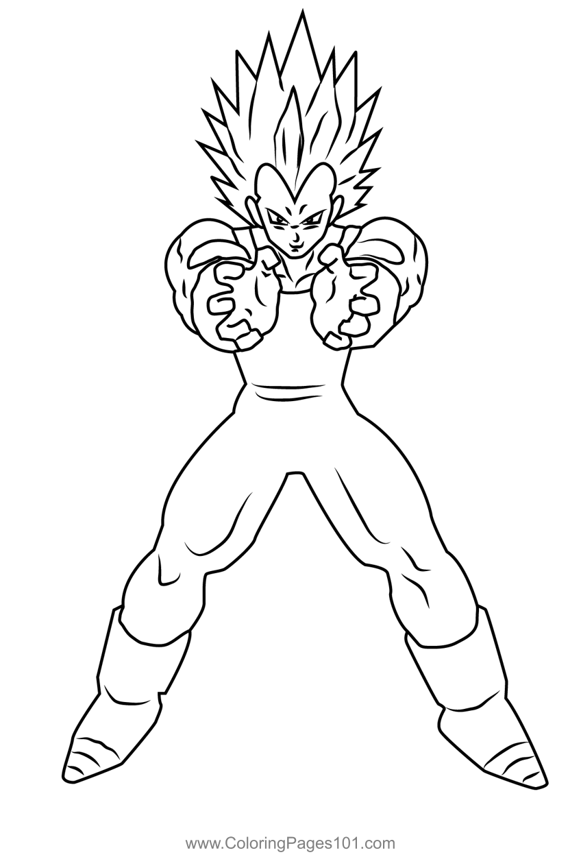 Vegeta show his power coloring page for kids