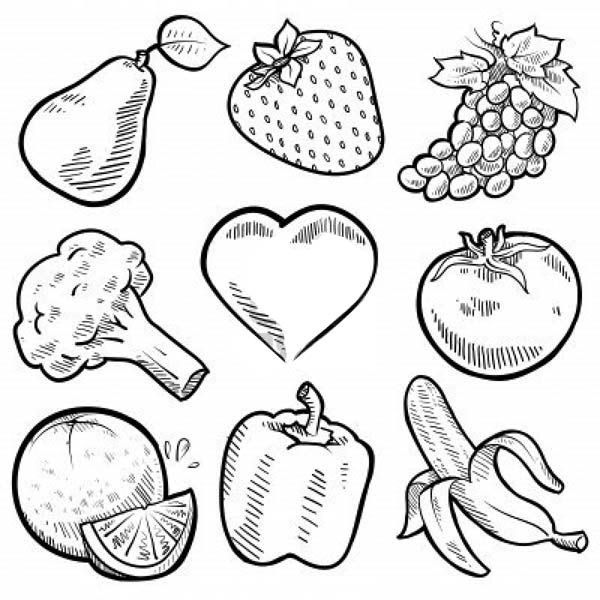 Fruit and vegetable coloring pages