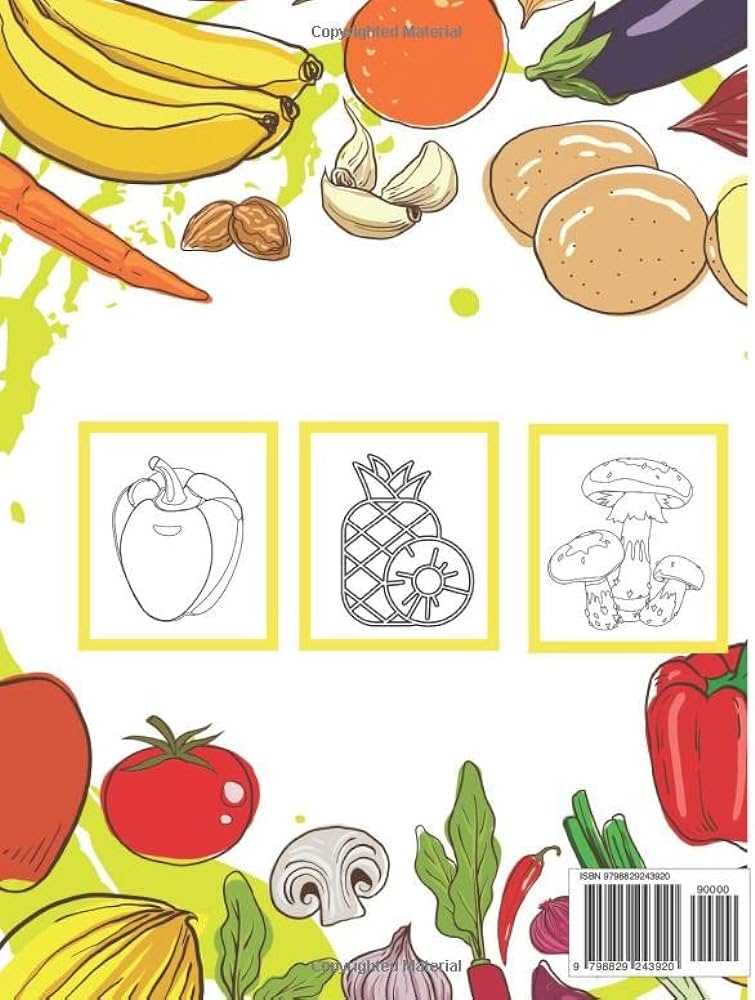 Fruits and veggies coloring book for kids large drawings with fruits and vegetables vegetable and fruit coloring pages for children easy and fun coloring book for toddlers r colory