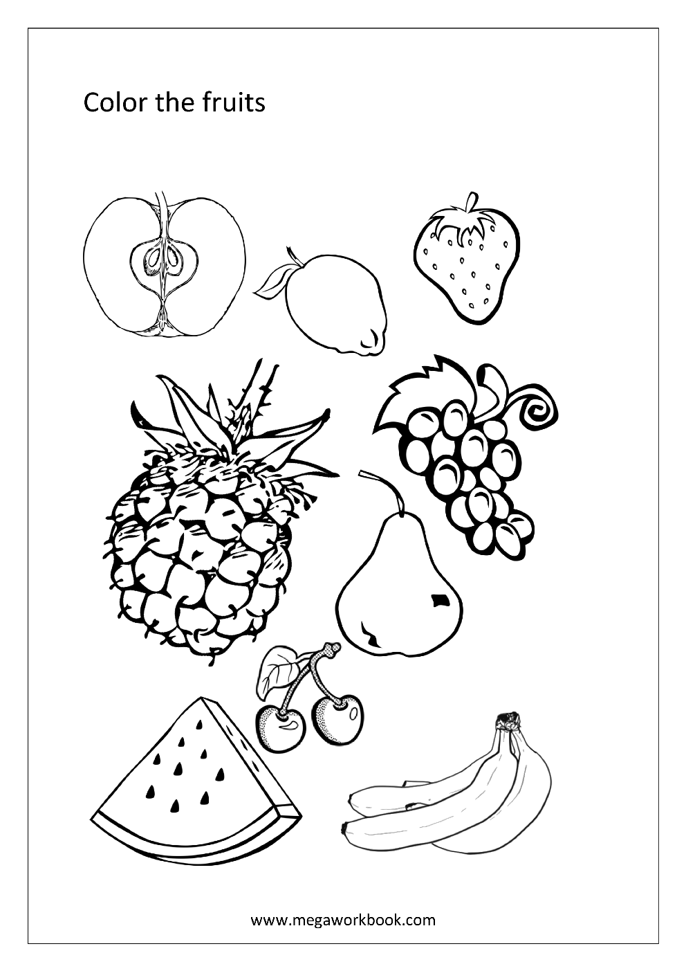 Fruit coloring pages