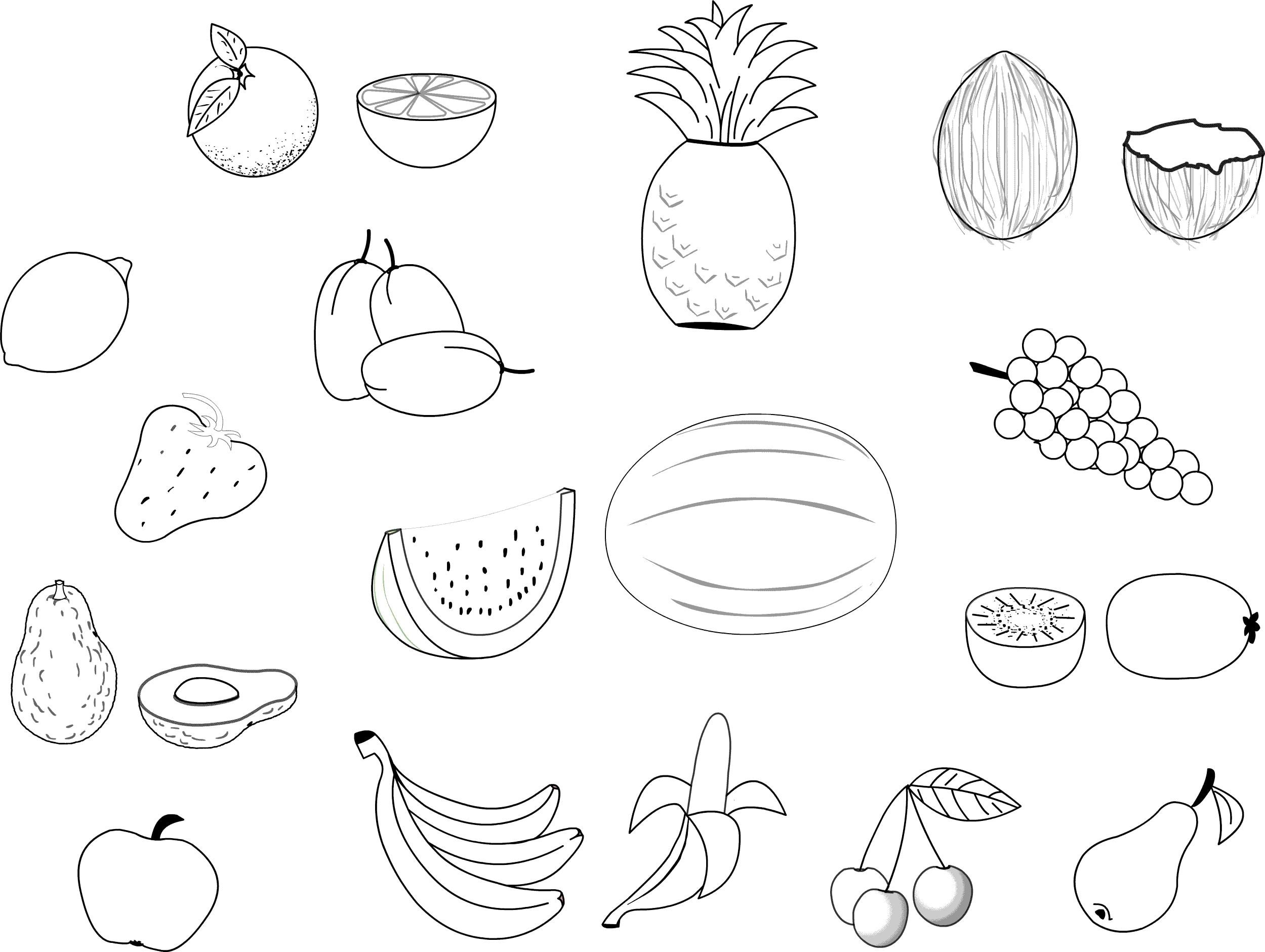 Fruits and vegetable colouring pdf