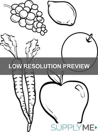 Printable fruits and vegetables coloring page for kids â