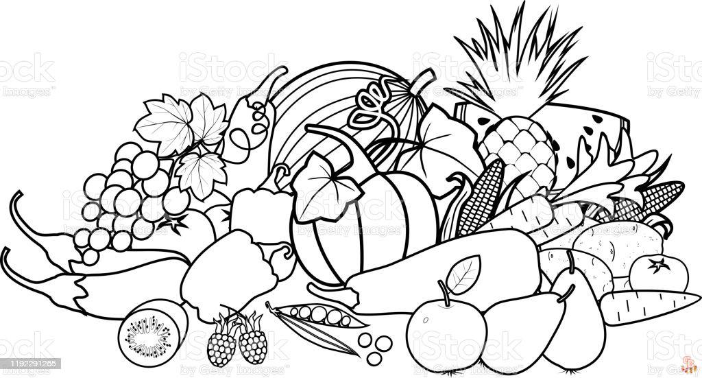 Printable fruit and vegetable coloring pages