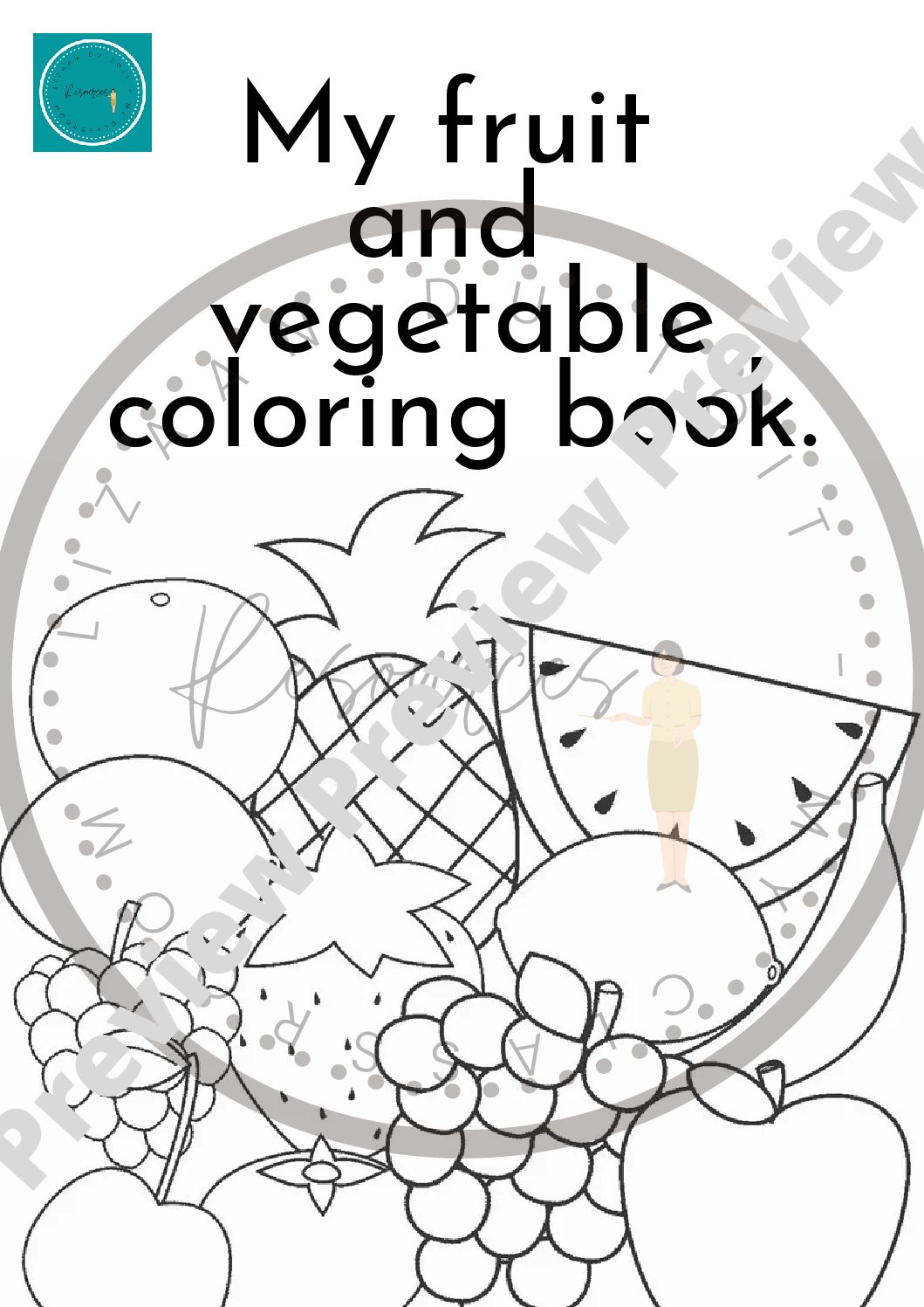 English alphabet fruits and vegetables coloring pages â teacha