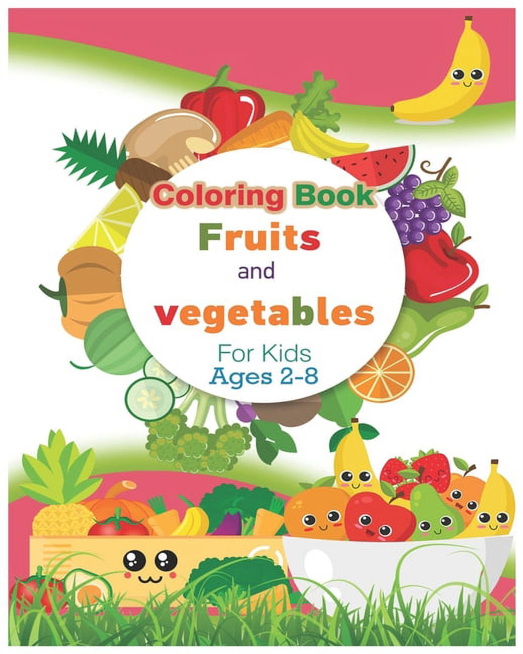 Coloring book fruits and vegetables for kids ages