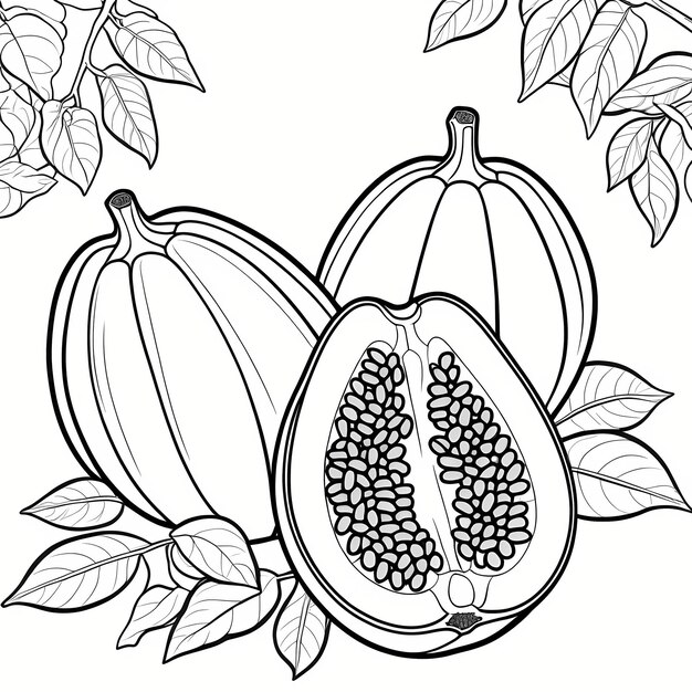 Premium ai image fruit and vegetable coloring pages for kids ai generated