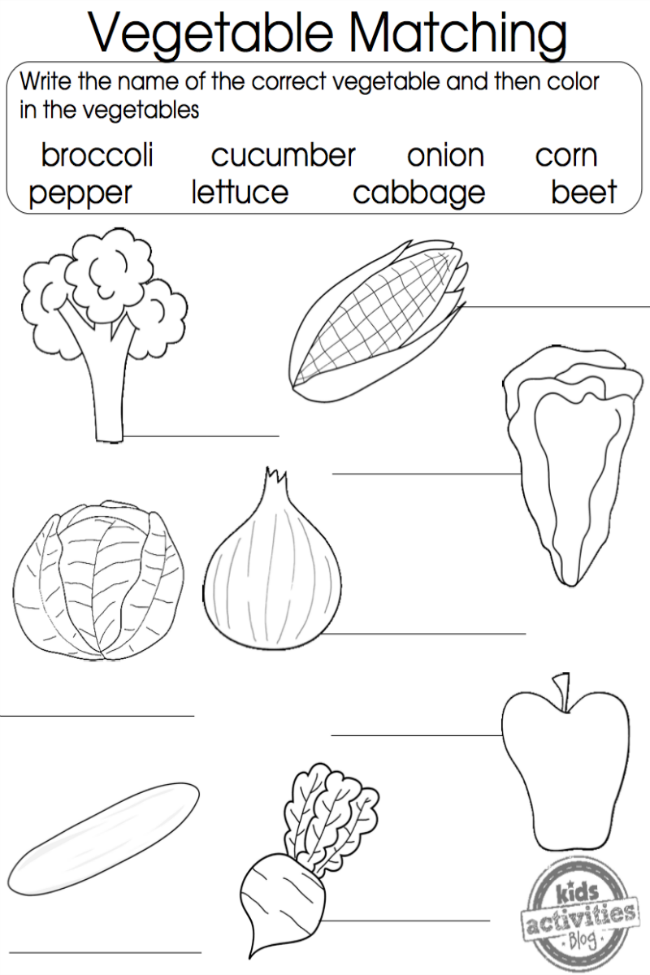 Vegetable coloring pages