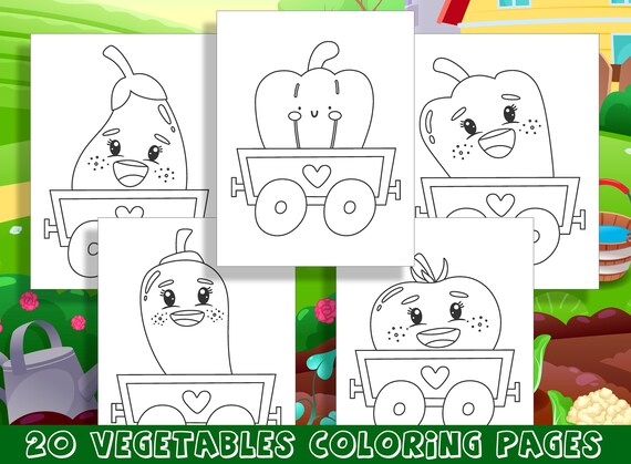 Fun and educational vegetable coloring pages for preschool and kindergarten pages of healthy fun pdf file instant download