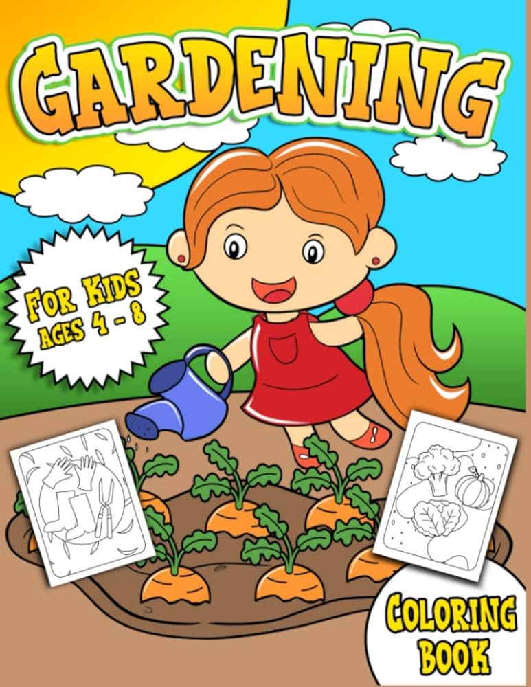 Gardening coloring book for kids fruit vegetable garden themed coloring pages for preschool elementary little boys girls ages