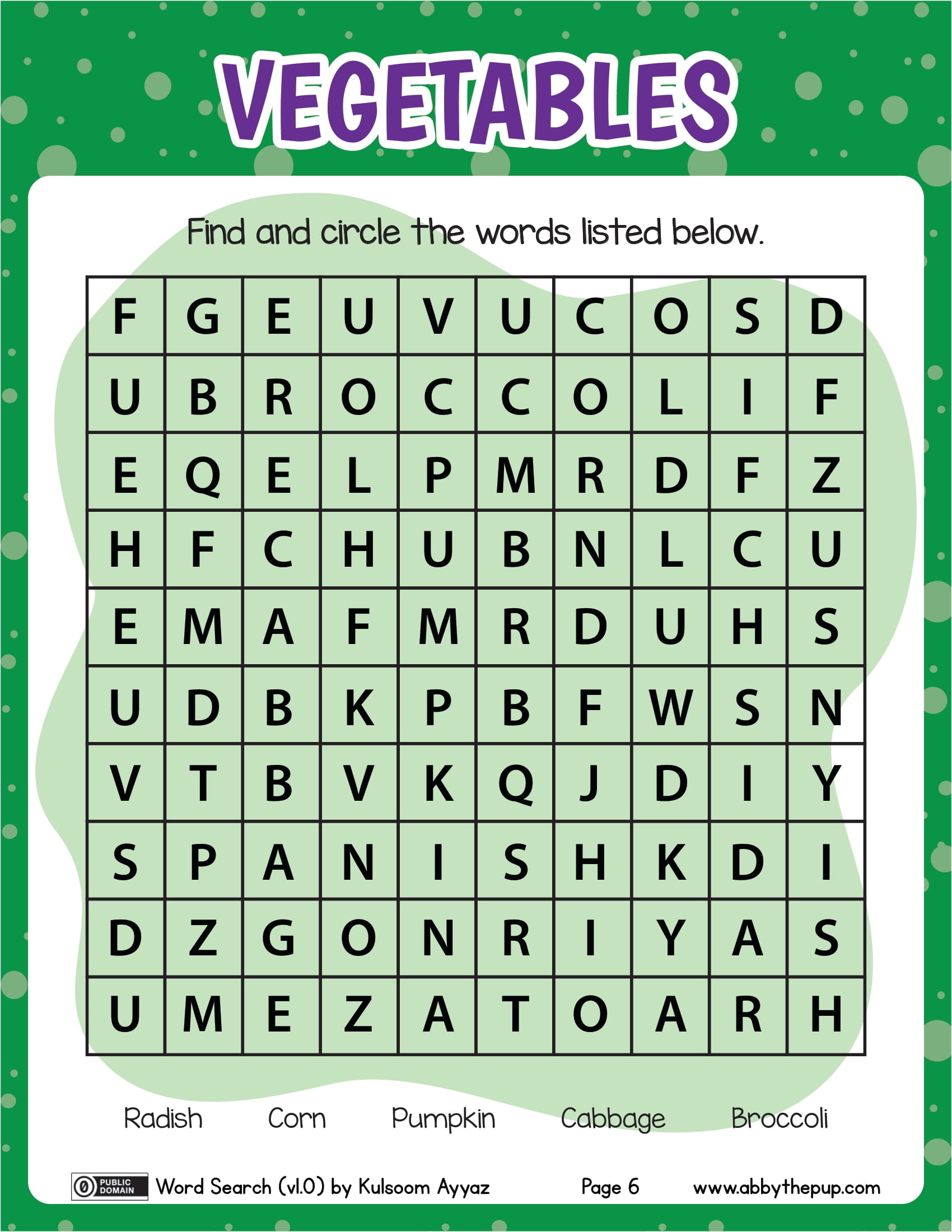 Vegetables word search puzzle free printable puzzle games