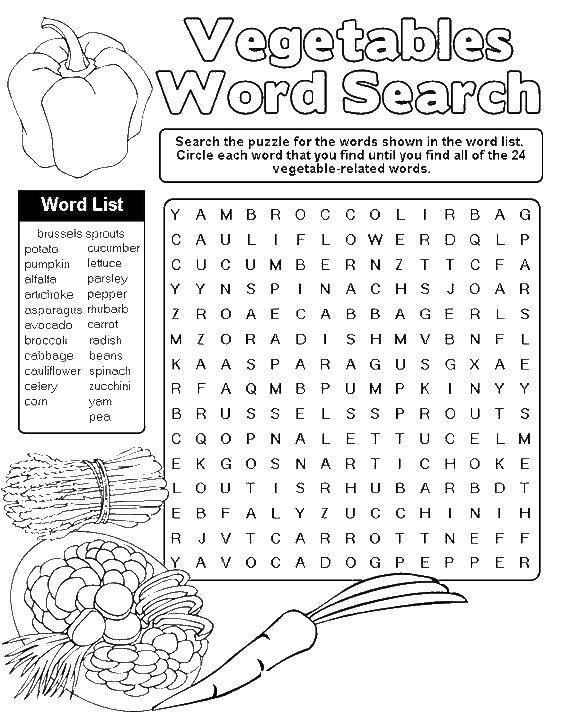 Online coloring pages coloring page crossword vegetable the food coloring books for children