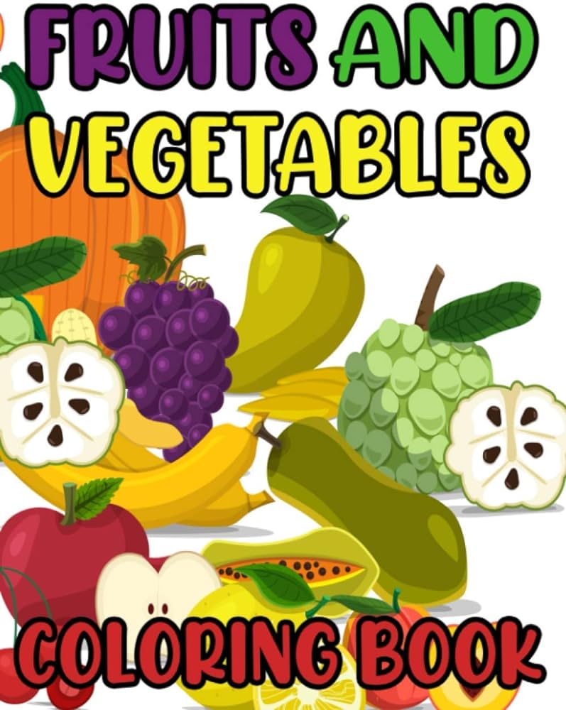 Fruits and vegetables coloring book healthy food illustrations to color trace and draw coloring sheets with word search puzzles lindley lois books