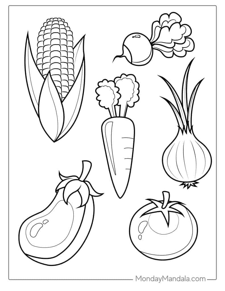 Vegetable coloring pages free pdf printables