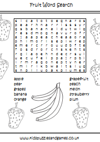 Fruit and vegetable word search