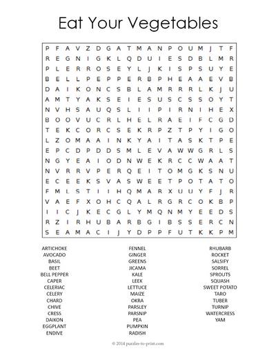 Vegetable word search