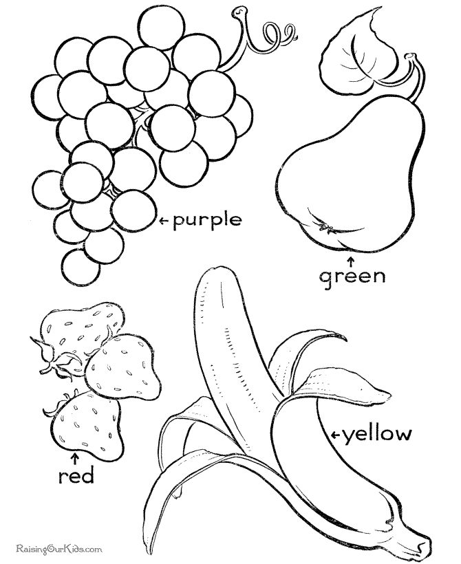 Sight word fruit coloring page