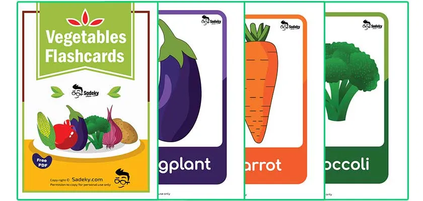 Free printable vegetable flashcards for kindergarten