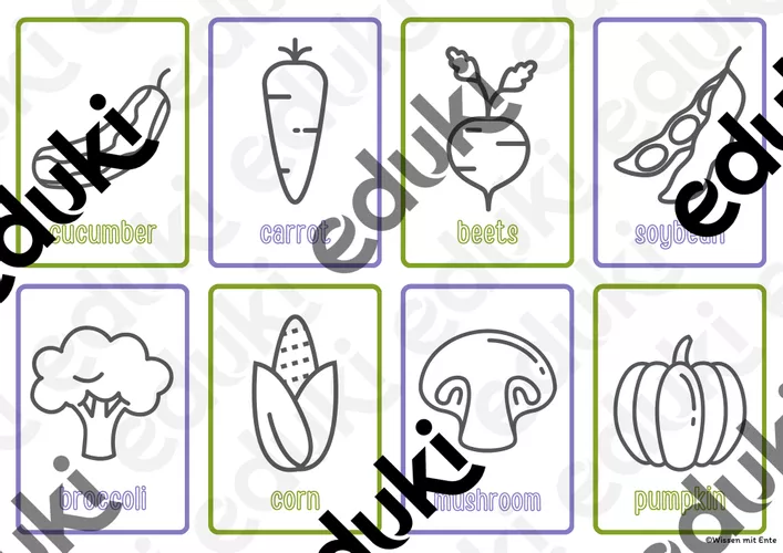 Vegetables coloring page flashcards â unterrichtsmaterial im fach englisch