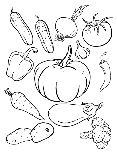 Free vegetables coloring page