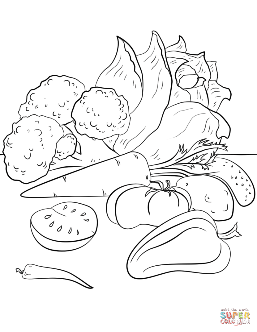 Fall vegetables coloring page free printable coloring pages