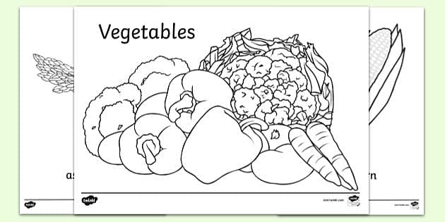 Free printable vegetable louring pages resources