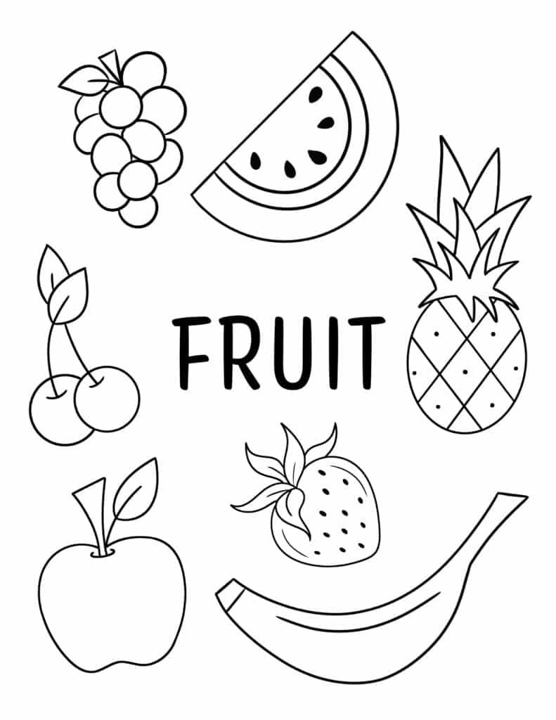 Free vegetable and fruit coloring pages for kids â the hollydog blog