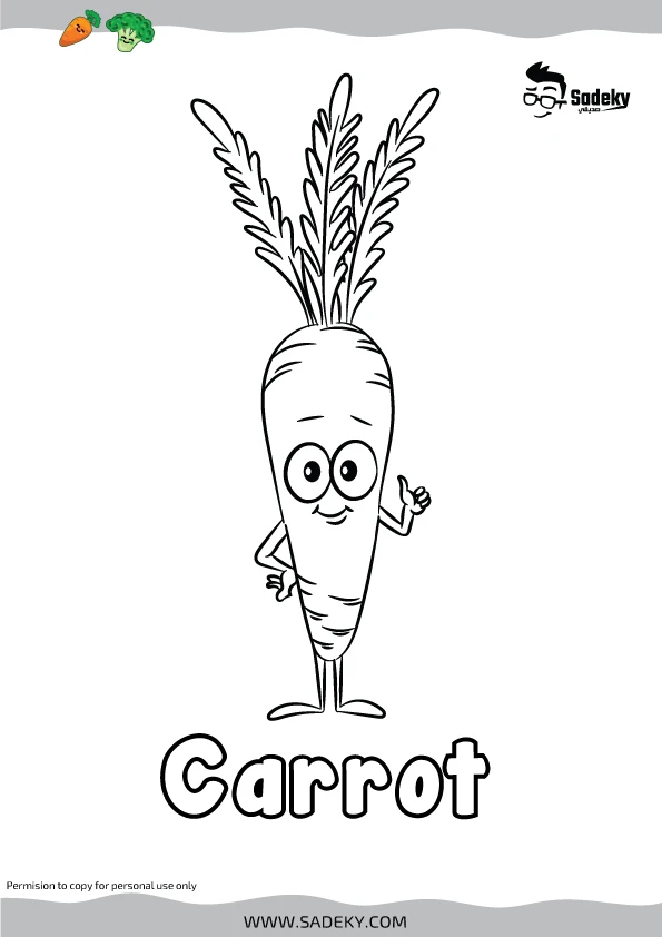 Free cartoon vegetables coloring pages with names