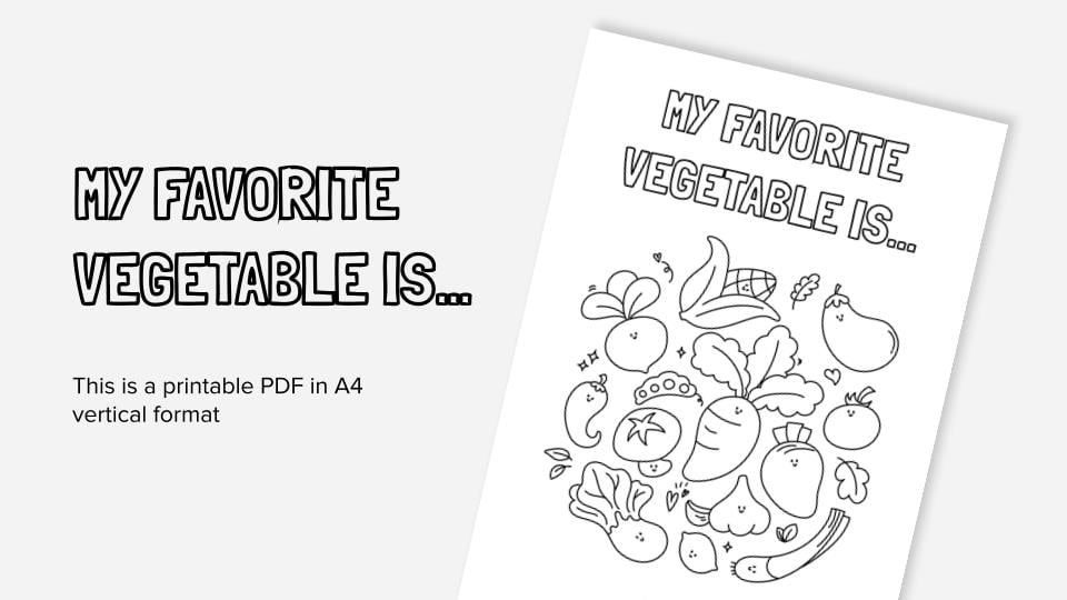 My favorite vegetables printable coloring worksheet
