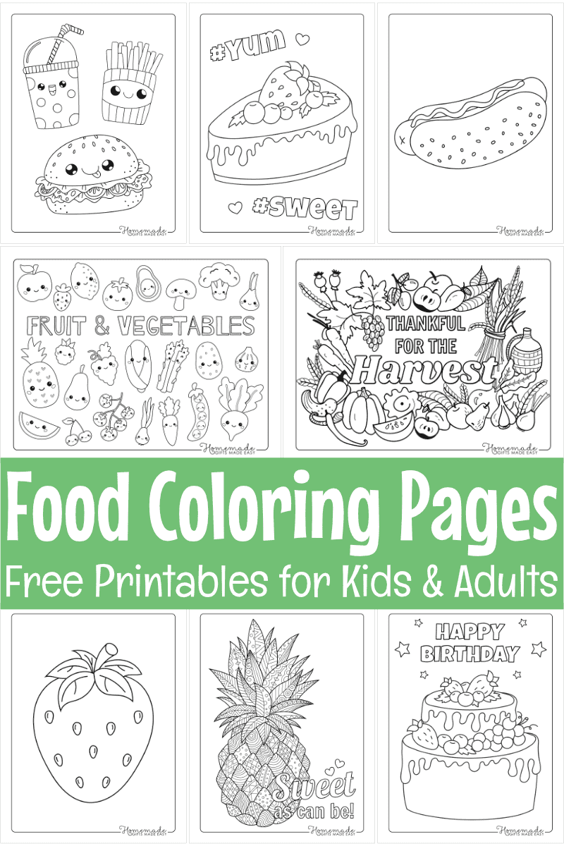 Food coloring pages for kids adults