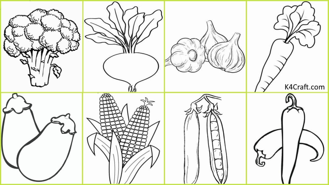 Free printable vegetable coloring pages for kids