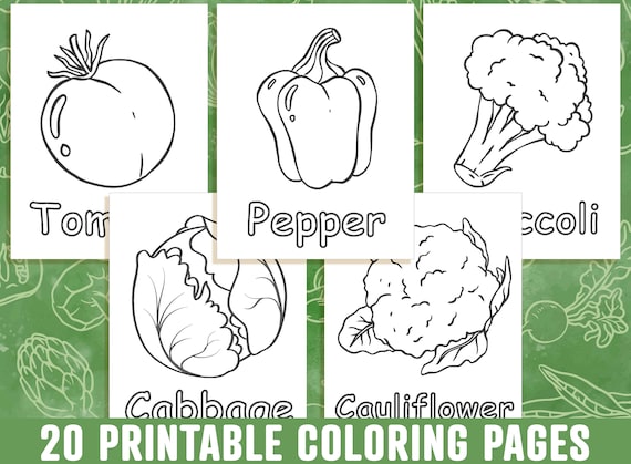 Vegetable coloring pages vegetable coloring book for kids boys girls teens printable vegetable activity worksheets instant download