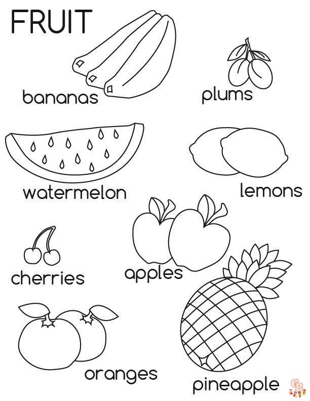 Printable fruit and vegetable coloring pages