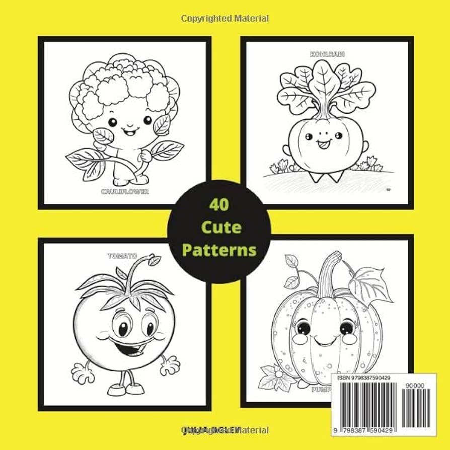 Cute vegetables designs loring book for kids stimulate your childs affection for veggies with charming loring pages learn vegetable names for girls and boys julia ogley books