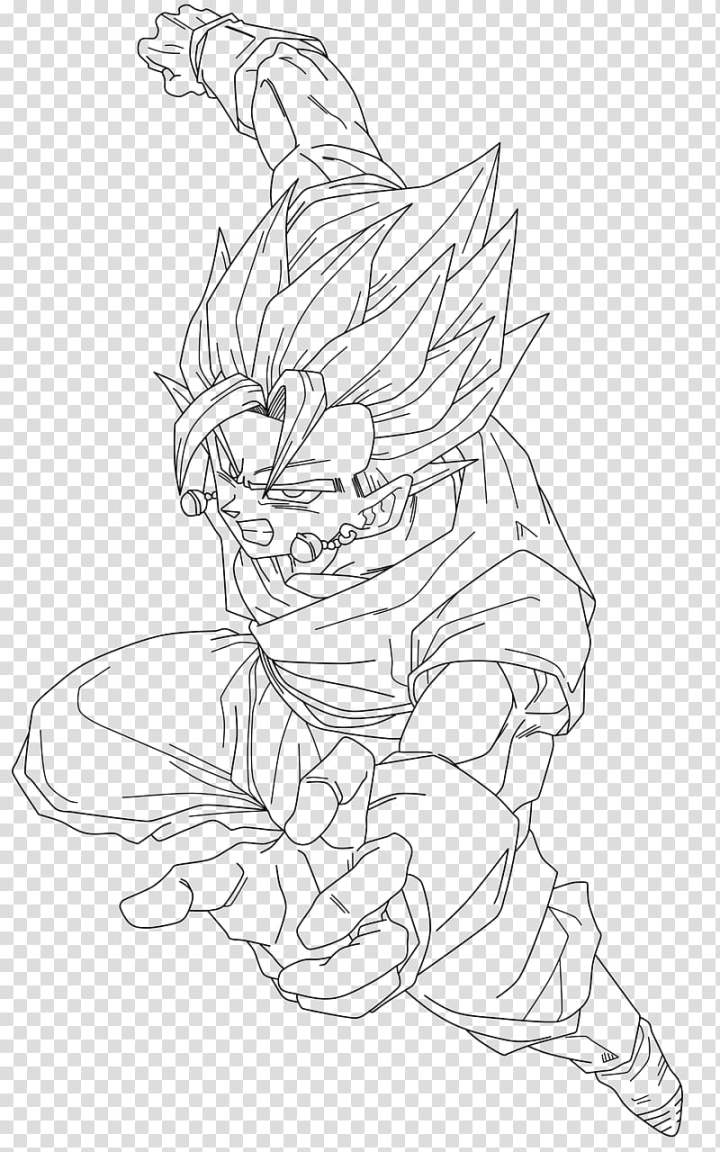 Free super vegito line art son goku illustration transparent background png clipart